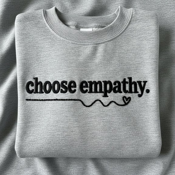 Choose Empathy Embroidered Sweatshirt, Mental Health Awareness Shirt, Minimalist Empathy Quote Hoodie, Good Human Gift, Embroidered