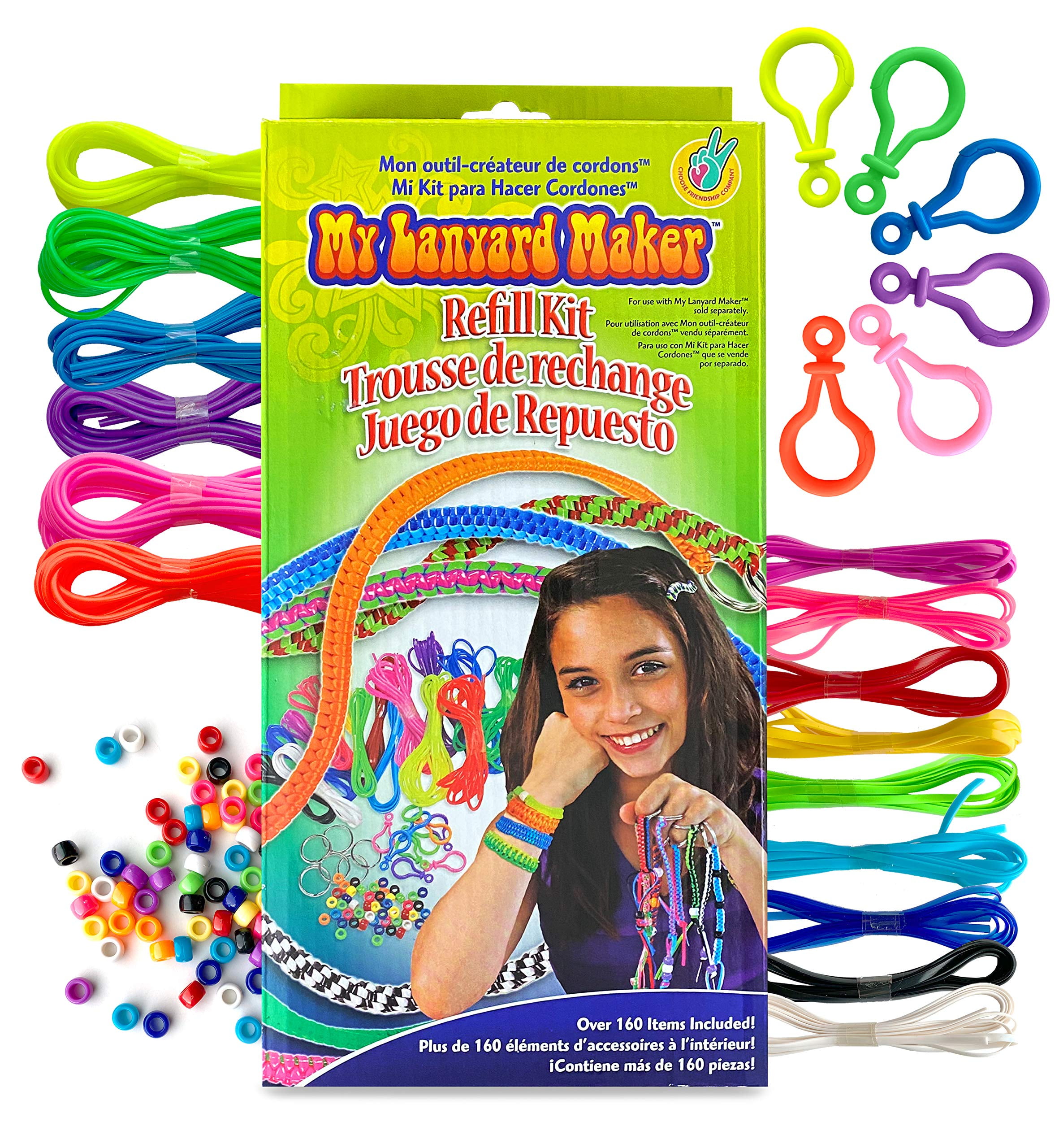 Choose Friendship My Lanyard Maker Refill Kit, Jewelry Making Kit and  Lanyard Lacing Bracelet Kit for Kids, 160 items