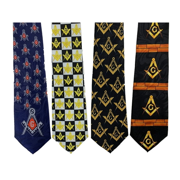Choose From Over 20 Different Designs Steven Harris Pack Of 4 Mens Mason Compass Neck Ties Masonic Square Christian Religious Neckties