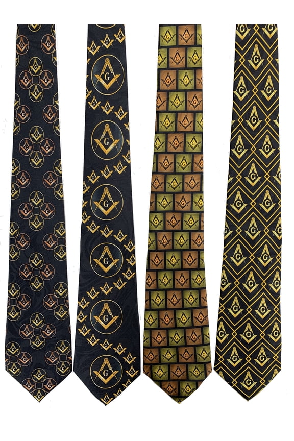 Choose From Over 20 Different Designs Steven Harris Pack Of 4 Mens Mason Compass Neck Ties Masonic Square Christian Religious Neckties