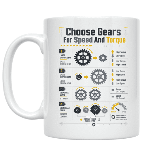 Choose Gears For Speed And Torque - Mechanic Enthusiast - 11 oz Ceramic Coffee Mug
