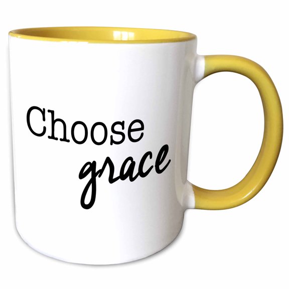3drose, Choose Grace Black, 11oz Two-tone Yellow Mug