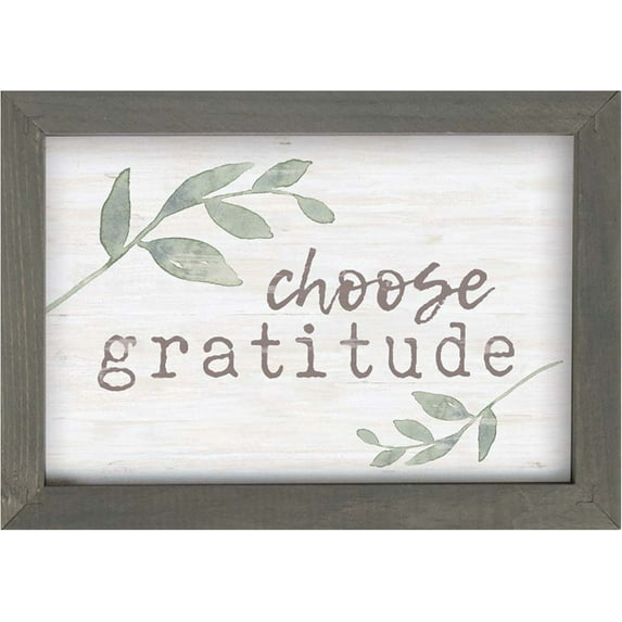 Choose Gratitude Greenery Whitewash 10 x 7 Inch Pine Wood Framed Wall Art Plaque