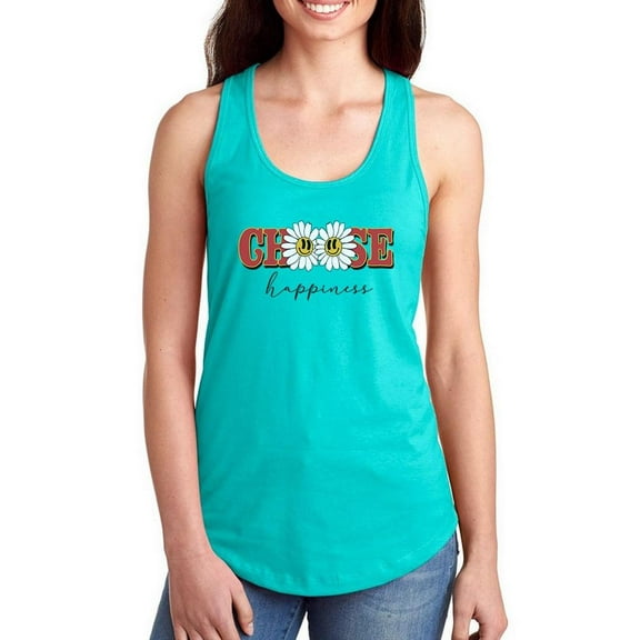 Choose Happiness Daisies Art Racerback Tank Women -Image by Shutterstock, Female Small