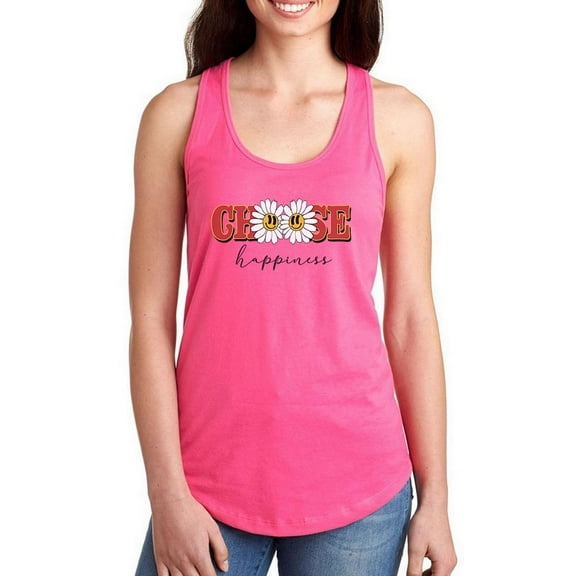 Choose Happiness Daisies Art Racerback Tank Women -Image by Shutterstock, Female XX-Large