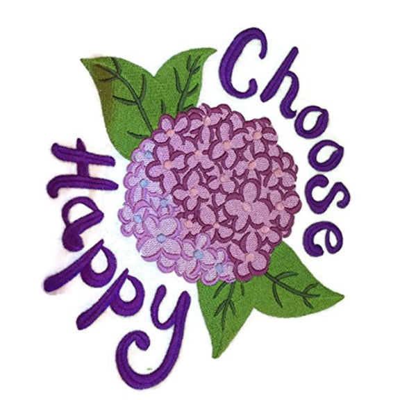 Choose Happy Embroidered Iron on/Sew patch [7.8" X 6.69"]