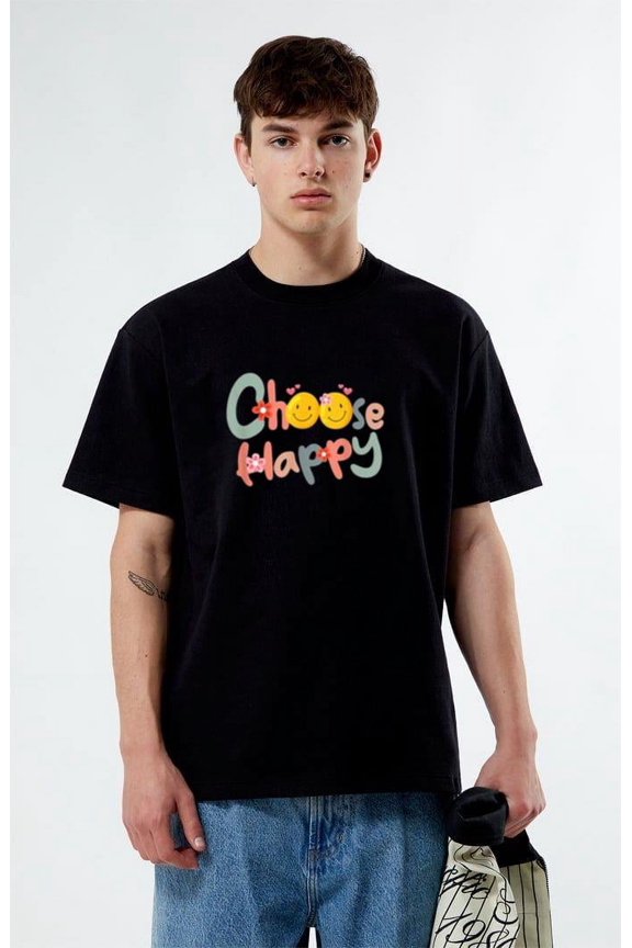 Choose Happy Funny Quote T-Shirt, for men & women, up to size 5XL. Tee shirt Adults