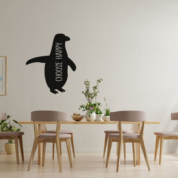 Choose Happy - Life Quote Beautiful Penguin Silhouette Penguin Design Vinyl Wall Sticker Wall Art Wall Decal Boys Girls Kids Room Design Bedroom Nursery Kinder Home Decoration Size (20x18 inch)