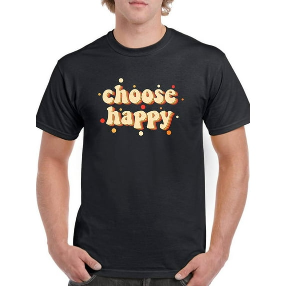 Choose Happy Retro Slogan. T-Shirt Men -Image by Shutterstock, Male Large