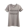 thumbnail image 1 of Choose Happy Women's Fashion Relaxed T-Shirt Tee Heather Tan Small, 1 of 4