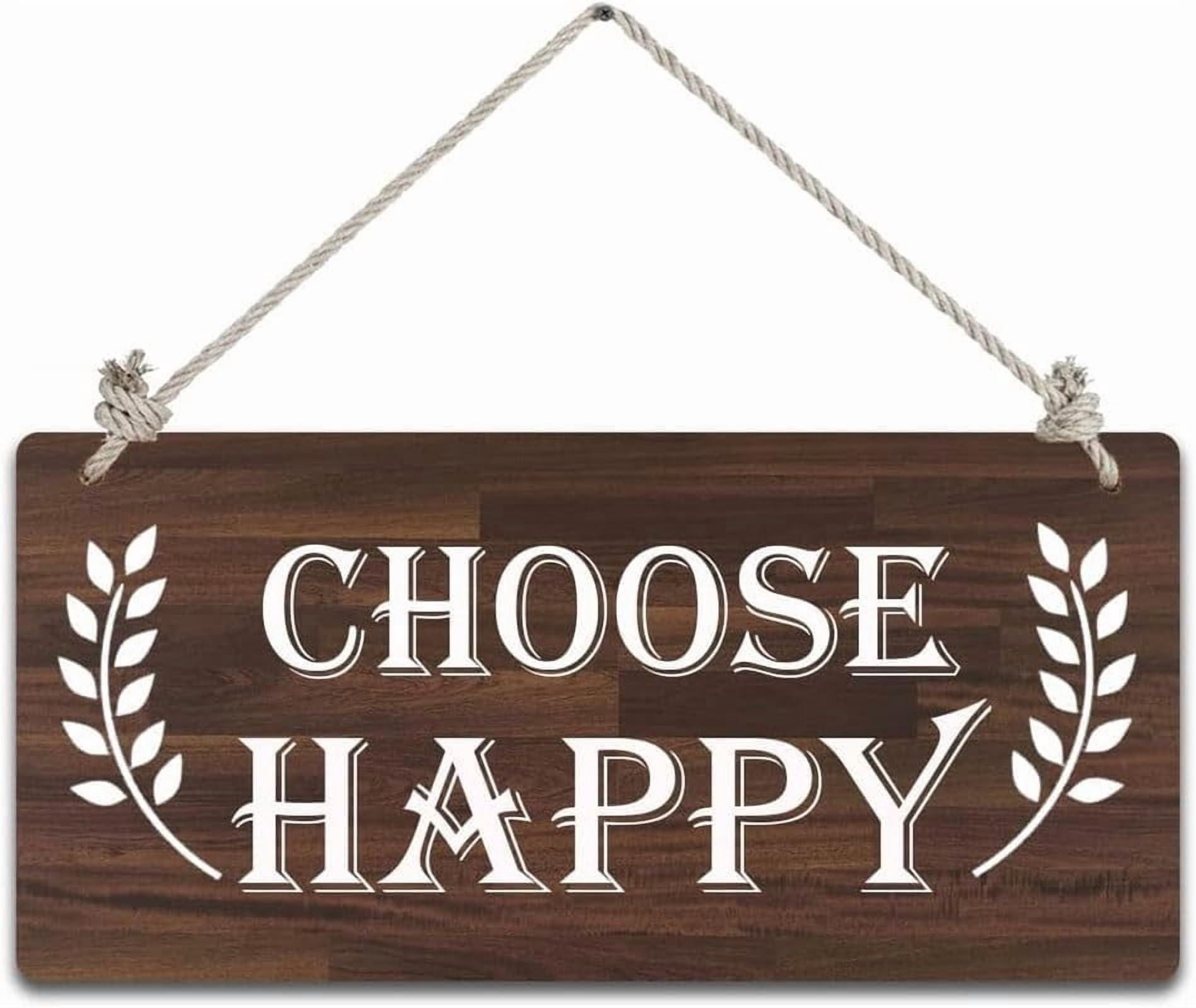 Choose Happy Wood Hanging Sign - Home Living Room Bedroom Entryway ...