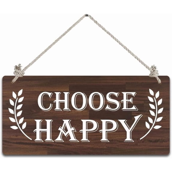 Choose Happy Wood Hanging Sign - Home Living Room Bedroom Entryway ...
