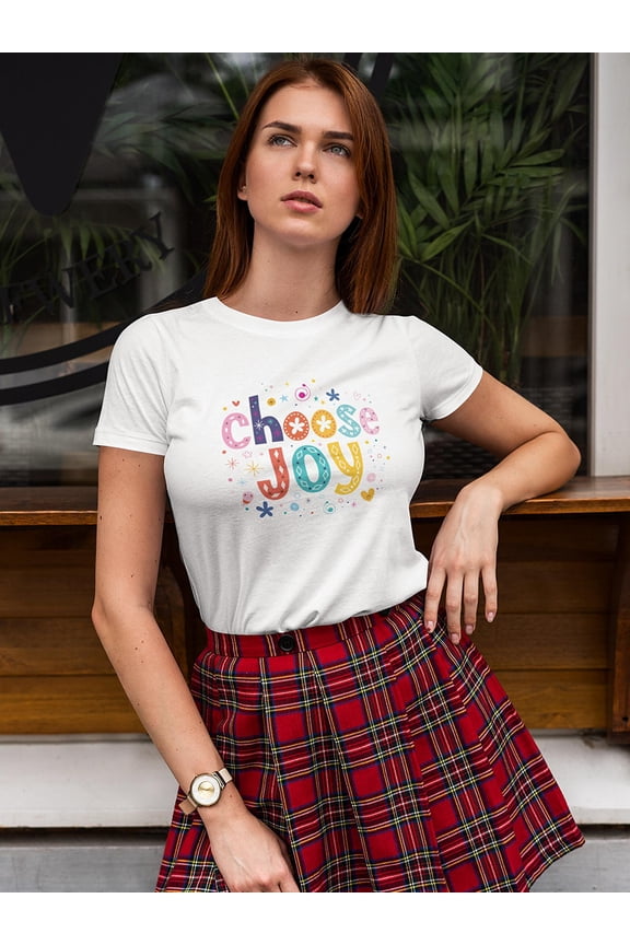 Choose Joy Colorful Inspiration T-Shirt Women -Image by Shutterstock, Female x-Large