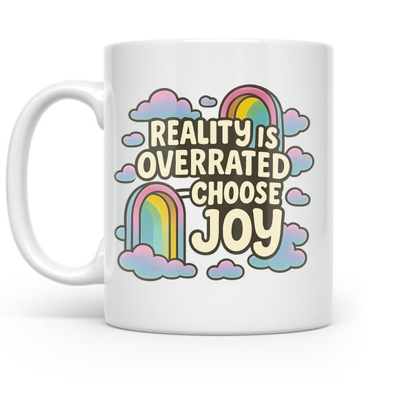 Choose Joy Daily 11 oz Coffee Mug - Surreal Gradient Art White Ceramic Gift