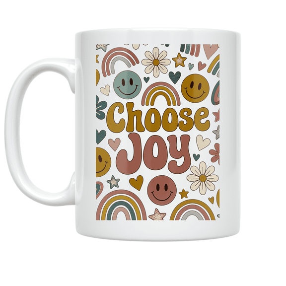 Choose Joy Retro Design - Positive Vibes Lover - 11 oz Ceramic Coffee Mug