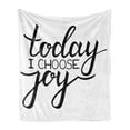 thumbnail image 1 of Choose Joy Soft Flannel Fleece Throw Blanket, Wise and Encouraging Happy Text on a Plain Background Monochrome, Cozy Plush for Indoor and Outdoor Use, 50" x 60", Charcoal Grey and White, by Ambesonne, 1 of 5