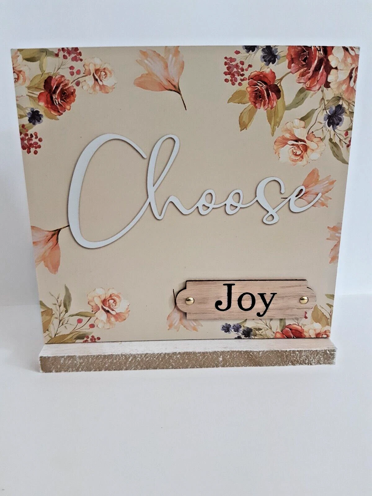 "Choose Joy" Wood Plaque With Stand, Home Decor, Tabletop, Office Desk Decor