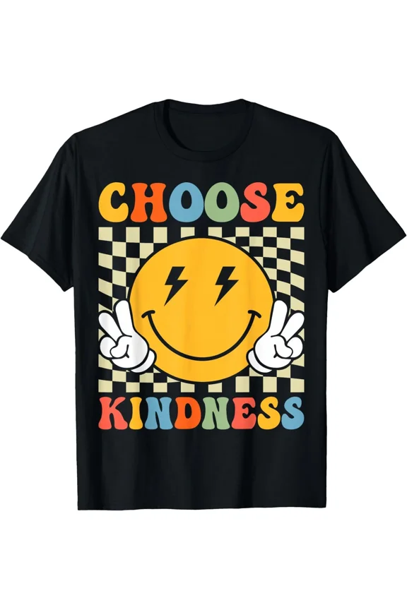 Choose Kindness Retro Groovy Be Kind Inspirational Positive Unisex T-shirt, up to size 5XL