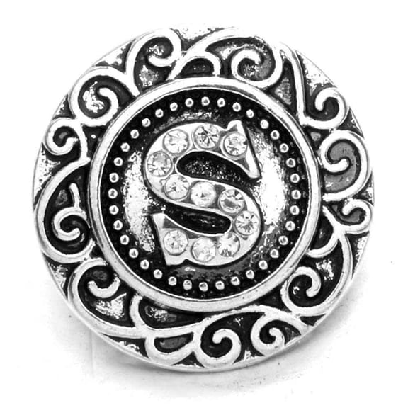 Choose Letter | Rhinestone Letter Initial Snap Jewelry Ginger Charm Button, For Interchangeable DIY Customizable Accessories