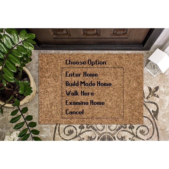 Choose Option Enter Home MMO Door Mat | Online Gamer Gift | MMORPG Gift | Housewarming Custom Doormat Closing Gift | Welcome Doormat