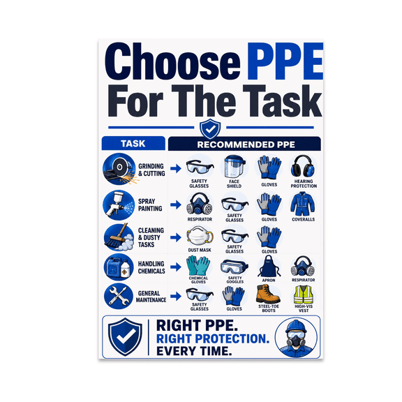 Choose PPE For The Task - Safety Awareness Advocate - 13x19 Poster Print