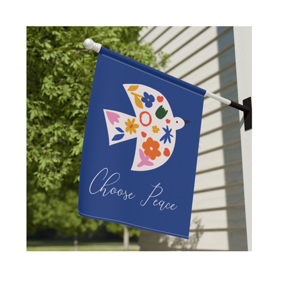 Choose Peace Dove Floral Flag Front Porch Decor 12x18 POLE NOT INCLUDED Garden Flag
