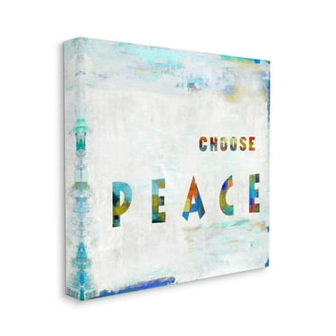 Choose Peace Text with Colorful Brush Strokes Typography Gallery-Wrapped Canvas Print Wall Art, 17x17