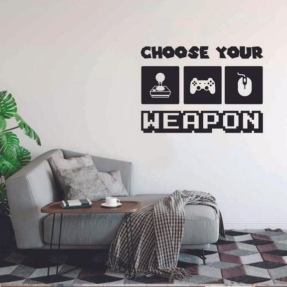 Choose Your Weapon Quote Video Game Games Gamers Quotes Wall Sticker Art Decal for Girls Boys Room Bedroom Nursery Kindergarten Fun Home Decor Stickers Wall Art Vinyl Decoration Size (18x20 inch)