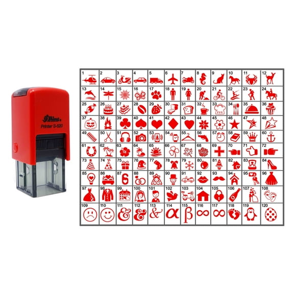 Choose Your Personalized Icon Rubber Stamp Self Inking SHINY 20 mm Mini Stamper - Blue Ink