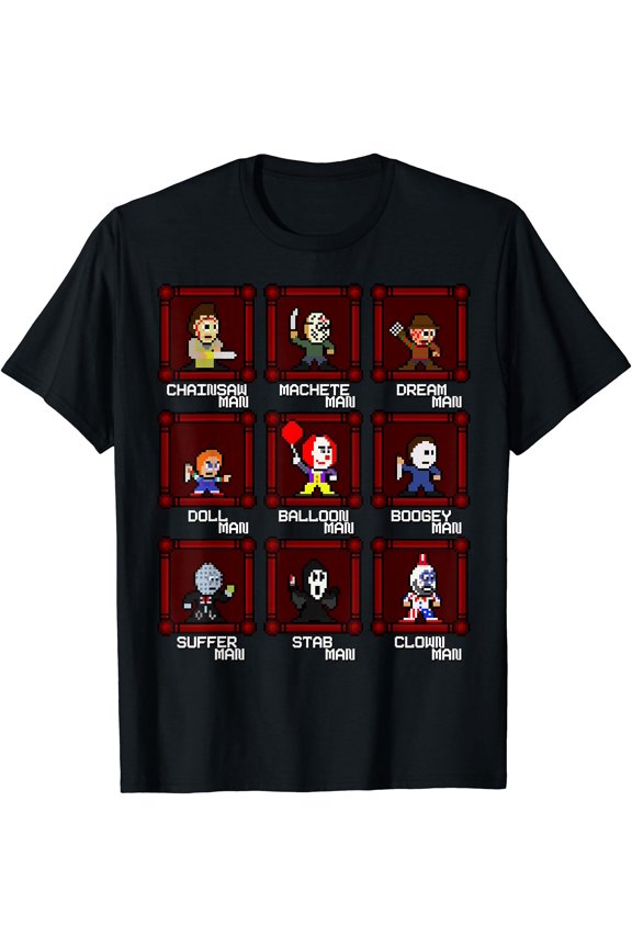 Choose Your Slasher 8-Bit Retro Horror Game T-Shirt , Vintage T-Shirt