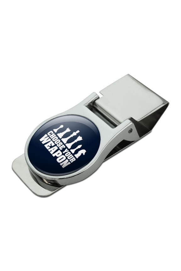 Choose Your Weapon Chess Pawn Rook Knight King Queen Satin Chrome Plated Metal Money Clip