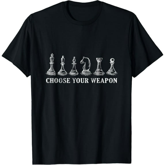 Choose Your Weapon Chess T-Shirt Retro Vintage Gift T-ShirtMen and women, White Black T-shirt, size: Extra large S-306XL
