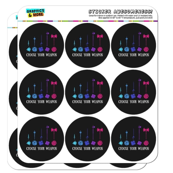 Choose Your Weapon Dungeon RPG Dice 2" Planner Calendar Scrapbooking Crafting Clear Stickers