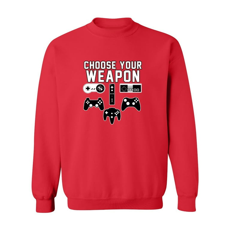 Choose Your Weapon Gaming Console Gamer Funny DT Crewneck Sweatshirt