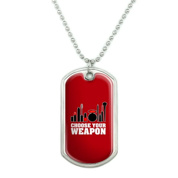 Choose Your Weapon Makeup Lipstick Eyeliner Brush Military Dog Tag Pendant Necklace with Chain