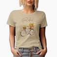 thumbnail image 1 of Choose to Be Grateful with Watercolor Bicycle & Flowers in Baskets Art Merch Gift, Tan T-Shirt, Small, 1 of 5
