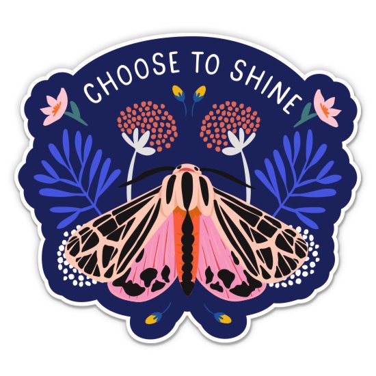 Choose to Shine Lovely Boho Moth - 12" Vinyl Sticker Waterproof Decal