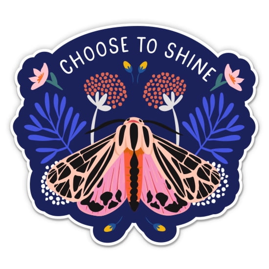 Choose to Shine Lovely Boho Moth - 3" Vinyl Sticker - For Car Laptop Water Bottle Phone - Waterproof Decal