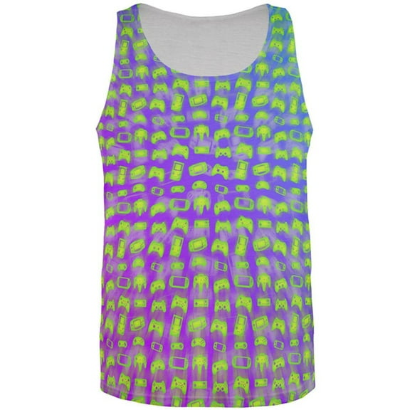 Choose your Weapon Wisely Pattern Video Games All Over Mens Tank Top Multi LG