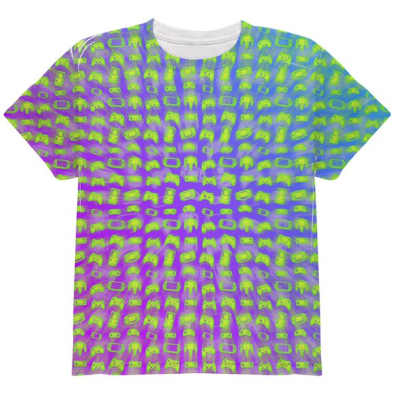 Choose your Weapon Wisely Pattern Video Games All Over Youth T Shirt Multi YXL