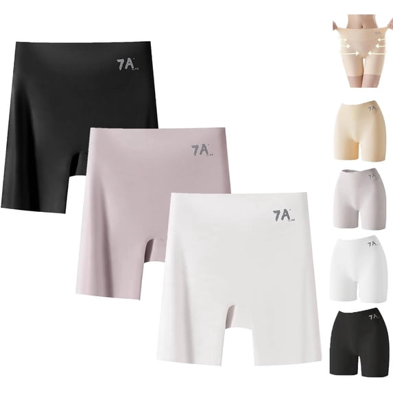 Ice Silk Panties 7a, 3-in-1 Panties Women High-Waist Ice Silk Underwear W/Tummy-Control Hip-Lifting Seamless Pants