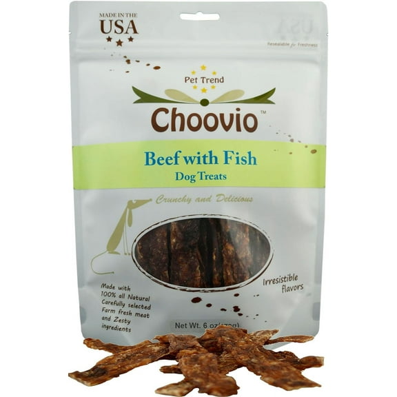 Choovio Beef with Fish Dog Treats, Made in USA,(6-Ounce Bag)