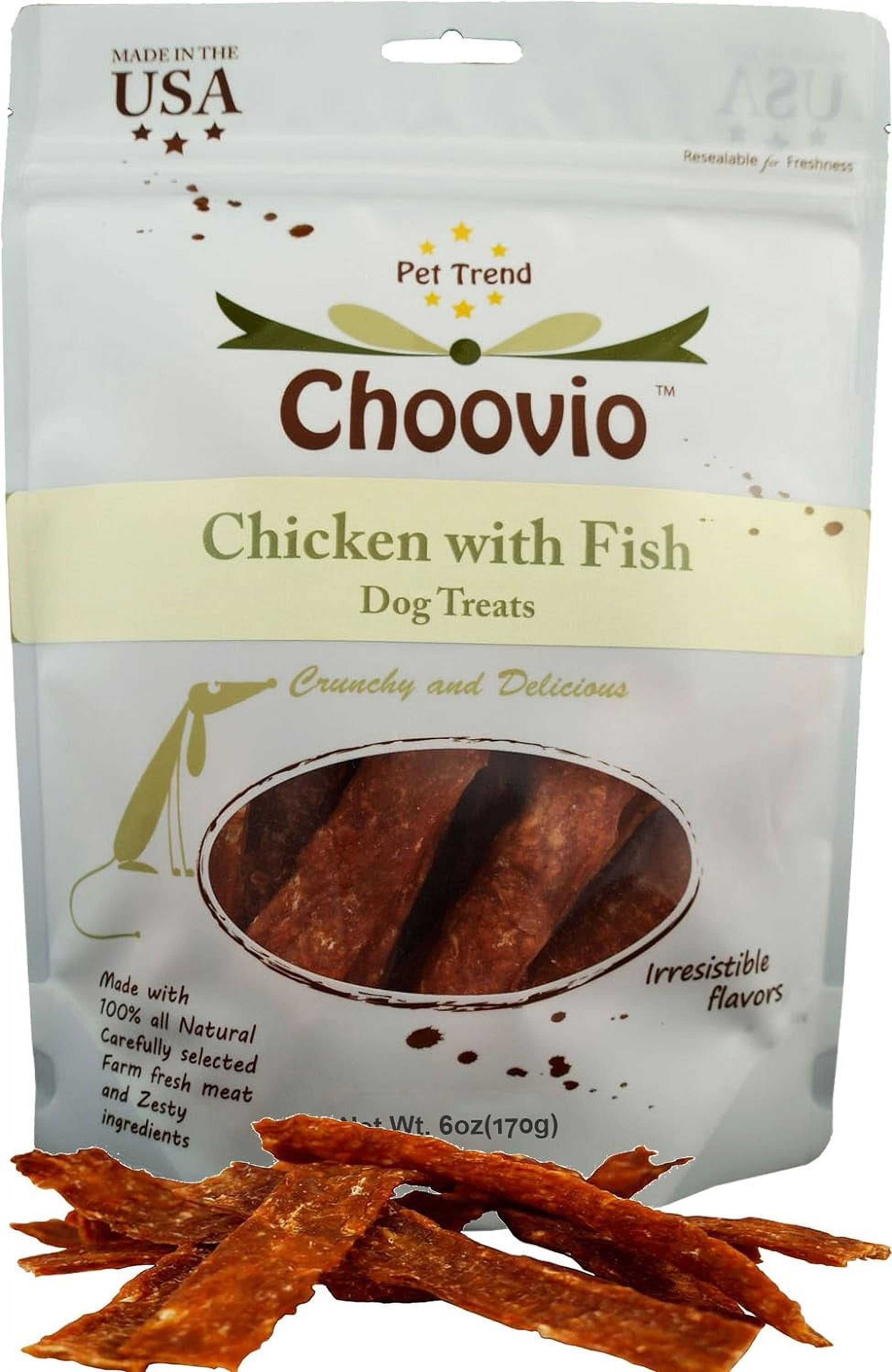 Choovio Chicken with Fish Dog Treats, Made in USA,(5-Ounce Bag)