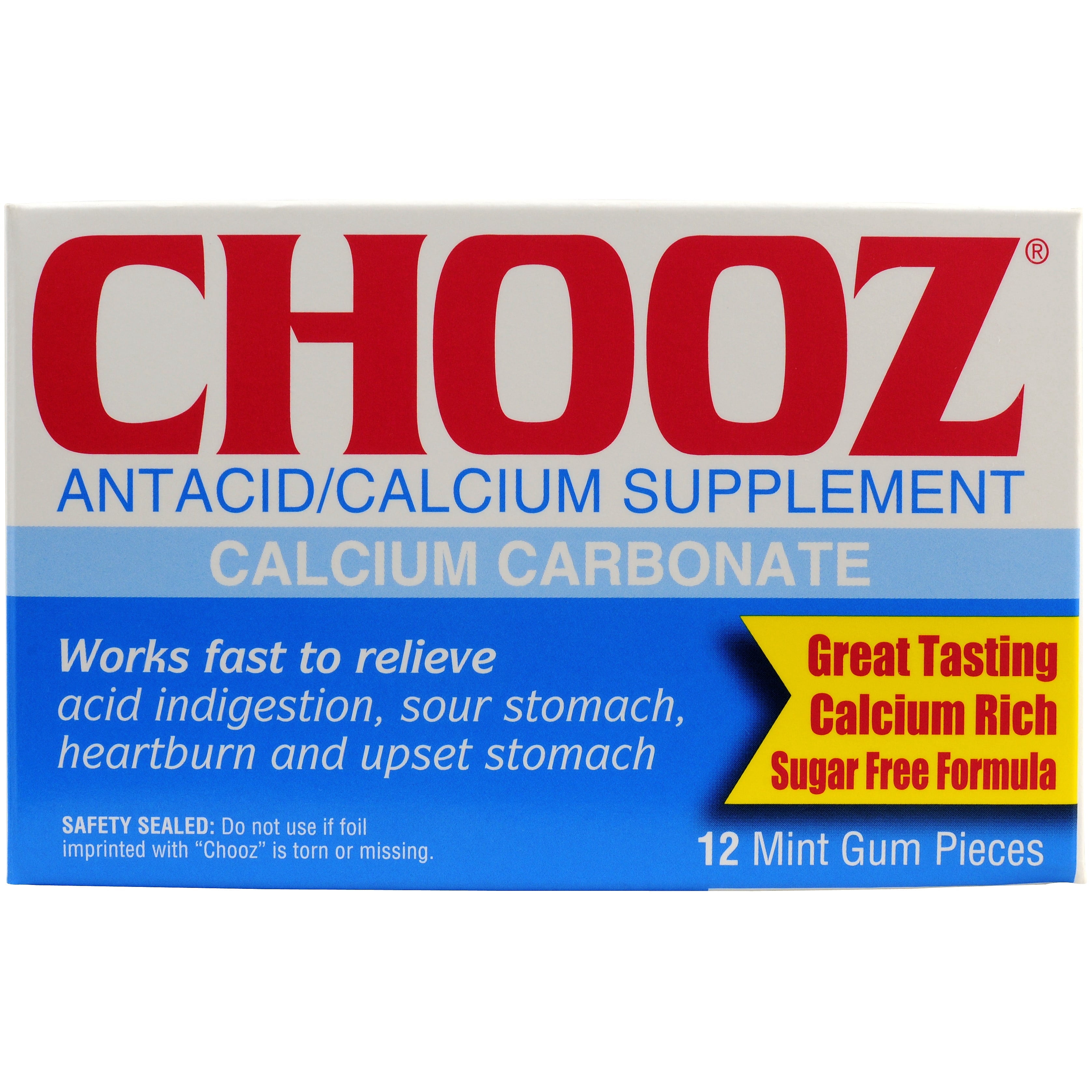 Chooz Antacid/Calcium Mint Gum 12 ea