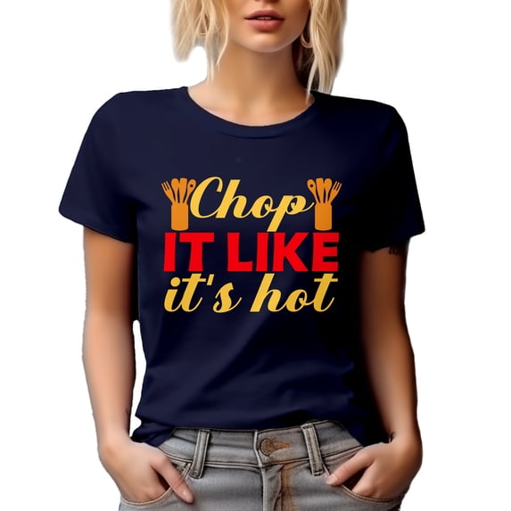Chop It Like It's Hot Cooking Tools Set Home Gift Idea For Food Lover Navy Blue T-Shirt, Medium