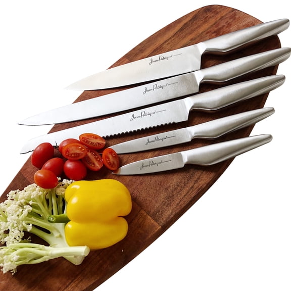 Jean-Patrique Chopaholic Kitchen Knife Set - 5 Knives Set for Kitchen - Stainless Steel Kitchen Knives with Carving Knife, Bread Knife, Chefs Knife, Utility Knife, Paring Knife Set