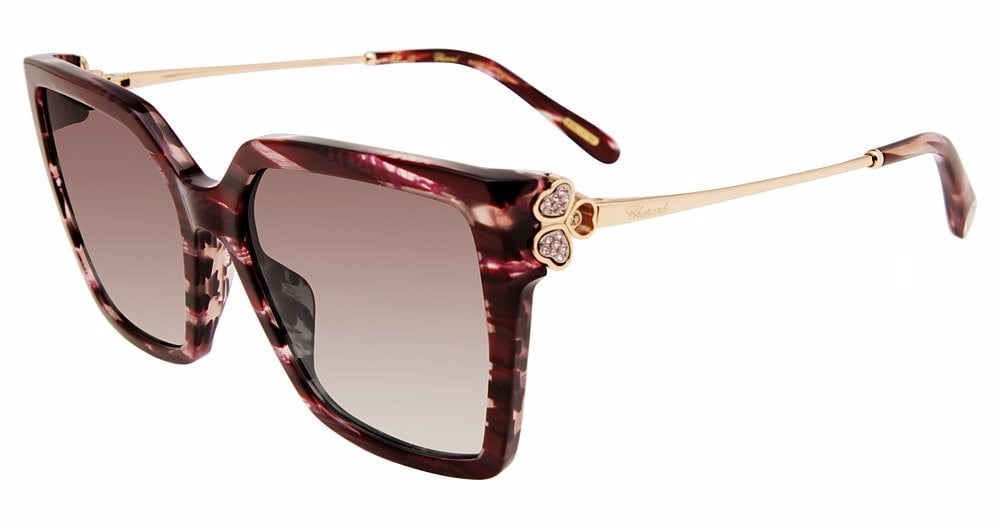 Chopard SCH371S Sunglasses Streaked Burgundy Acetate Rectangular NEW Chopard SCH371S-01G2 Sunglasses 56mm 100% Authentic  main image 4