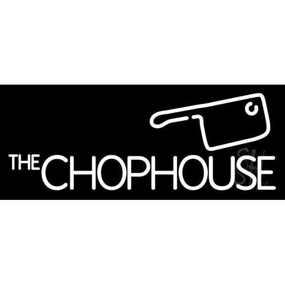 The Chophouse White LED Neon Sign 13 x 32 - inches, Black Square Cut Acrylic Backing, with Dimmer - Bright and Premium built indoor LED Neon Sign for restaurant window and interior decor.