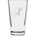 thumbnail image 1 of Chopin Script Etched Monogram All Purpose 16oz Libbey Pint Glass Letter X, 1 of 1