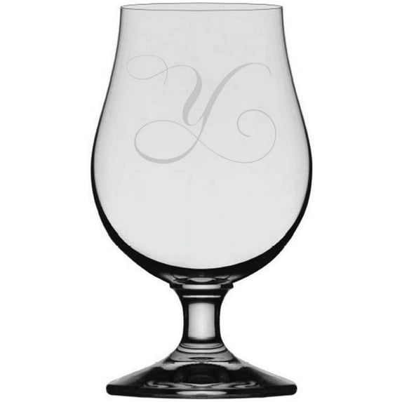 Chopin Script Etched Monogram Glencairn Crystal Iona Beer Glass Letter Y